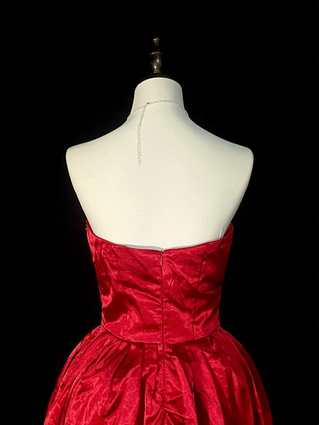 Vintage Ball Gown Strapless Red Tulle Inspo 2000s Hoco Gowns Short Inspo Homecoming Dresses N1354