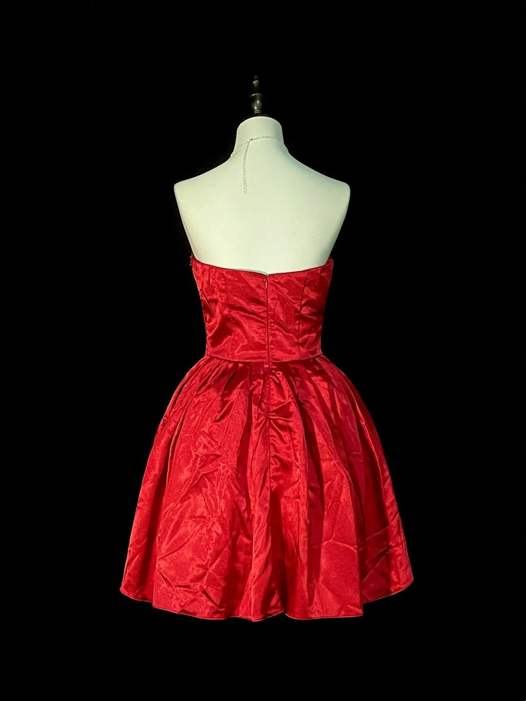 Vintage Ball Gown Strapless Red Tulle Inspo 2000s Hoco Gowns Short Inspo Homecoming Dresses N1354