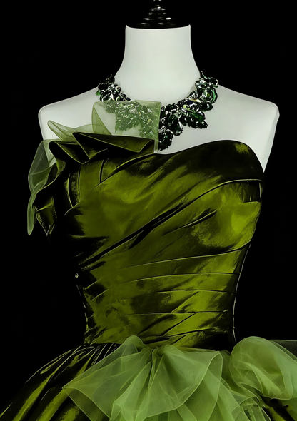 Vintage Ball Gown Sweetheart Olive Green Tulle Sweet 16 Dresses Quinceanera Dress Long 15 Vestidos De Fiesta N1464