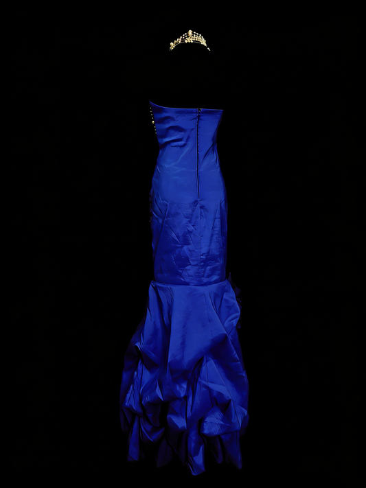 Modest Night Aesthetic Mermaid Strapless Royal Blue College Formal Outfit Long Prom Graduation Dresses For Teens N1157