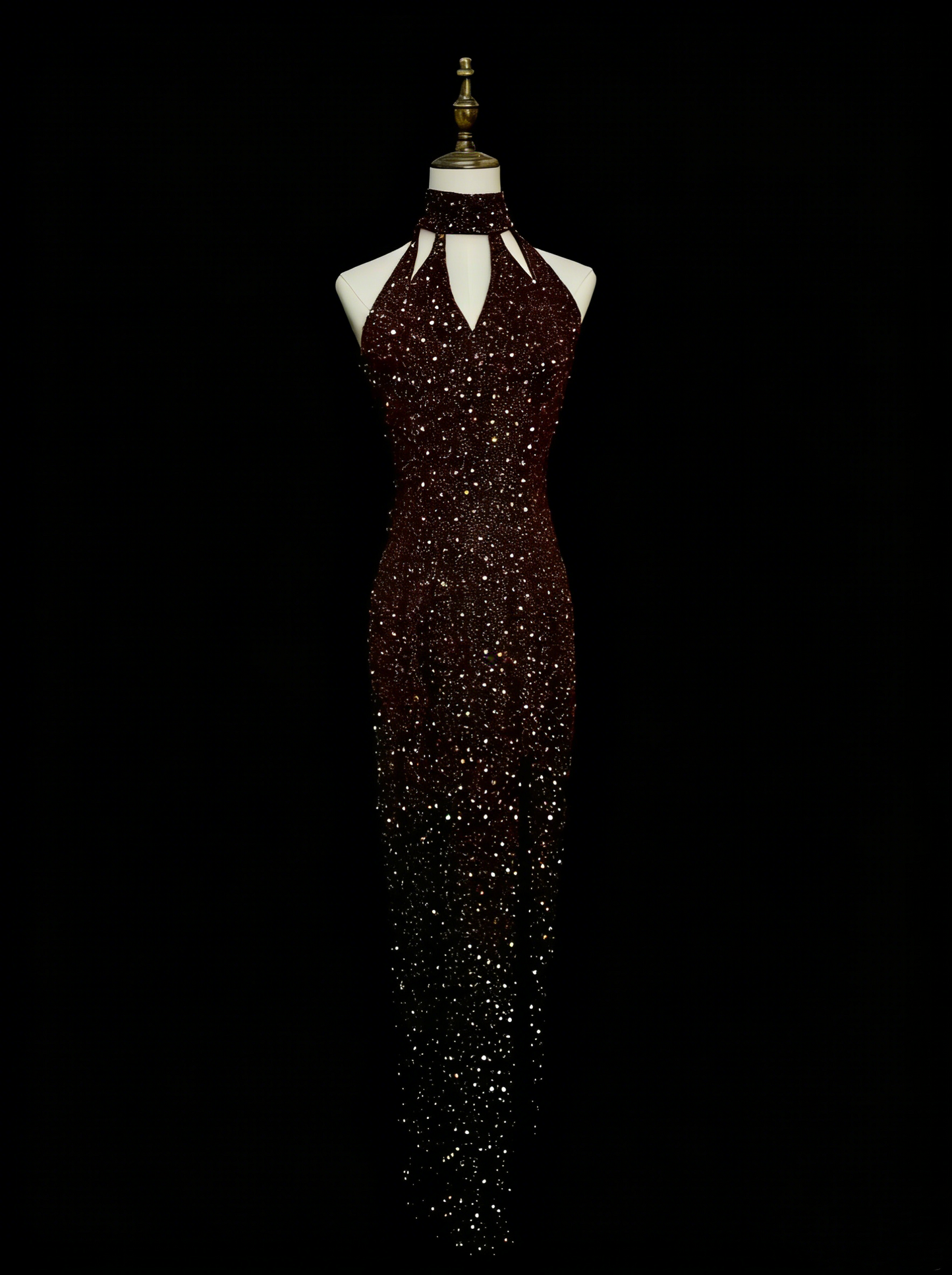 Vintage Sheath Halter Sequined Sleeveless 80s Prom Dresses Long Formal Party Gown N1453