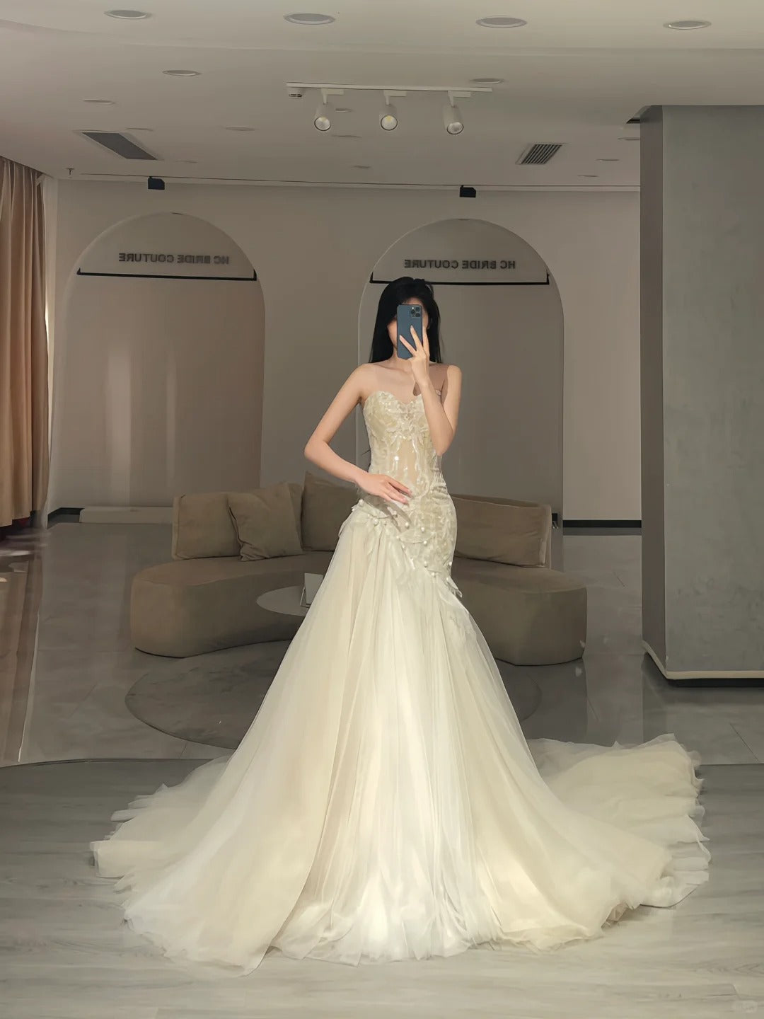 Simple Wedding Dresses Mermaid Sweetheart Ivory Lace Long Bridal Gown N2978