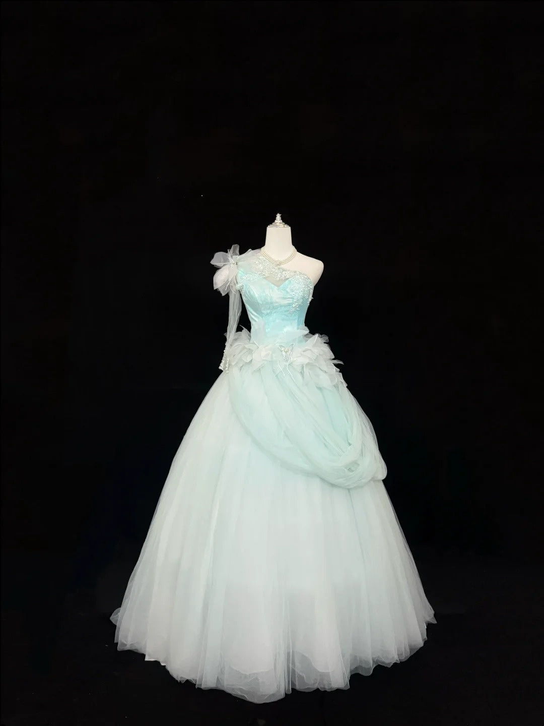 New Quinceanera Dress Elegant Blue Tulle Sweet 15 Formal Gown for 15th Birthday Party RC0136