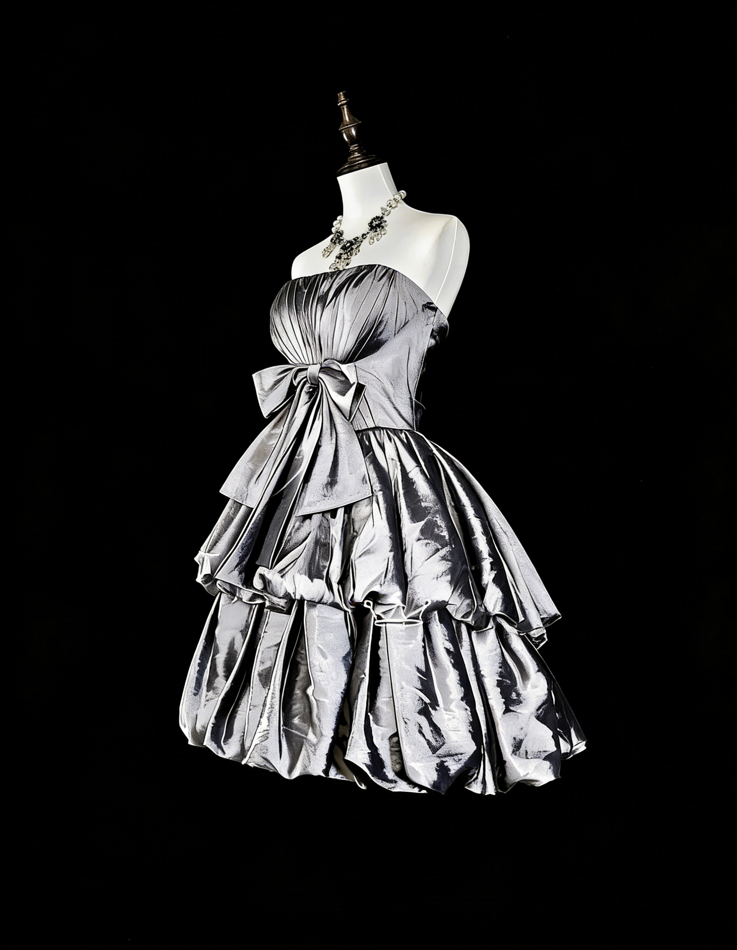 Unique Ball Gown Strapless Silver Gray Mini Short Homecoming Dresses Hoco Cocktail Gowns N3070