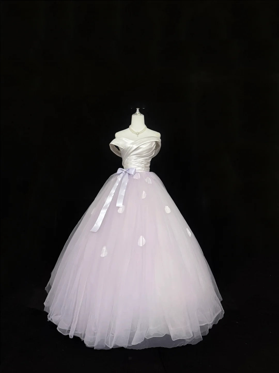 Sweet 16 Dresses Long Ball Gown Off Shoulder With Sleeves Lilac Tulle Sweet Sixteen Birthday Gown RC0368