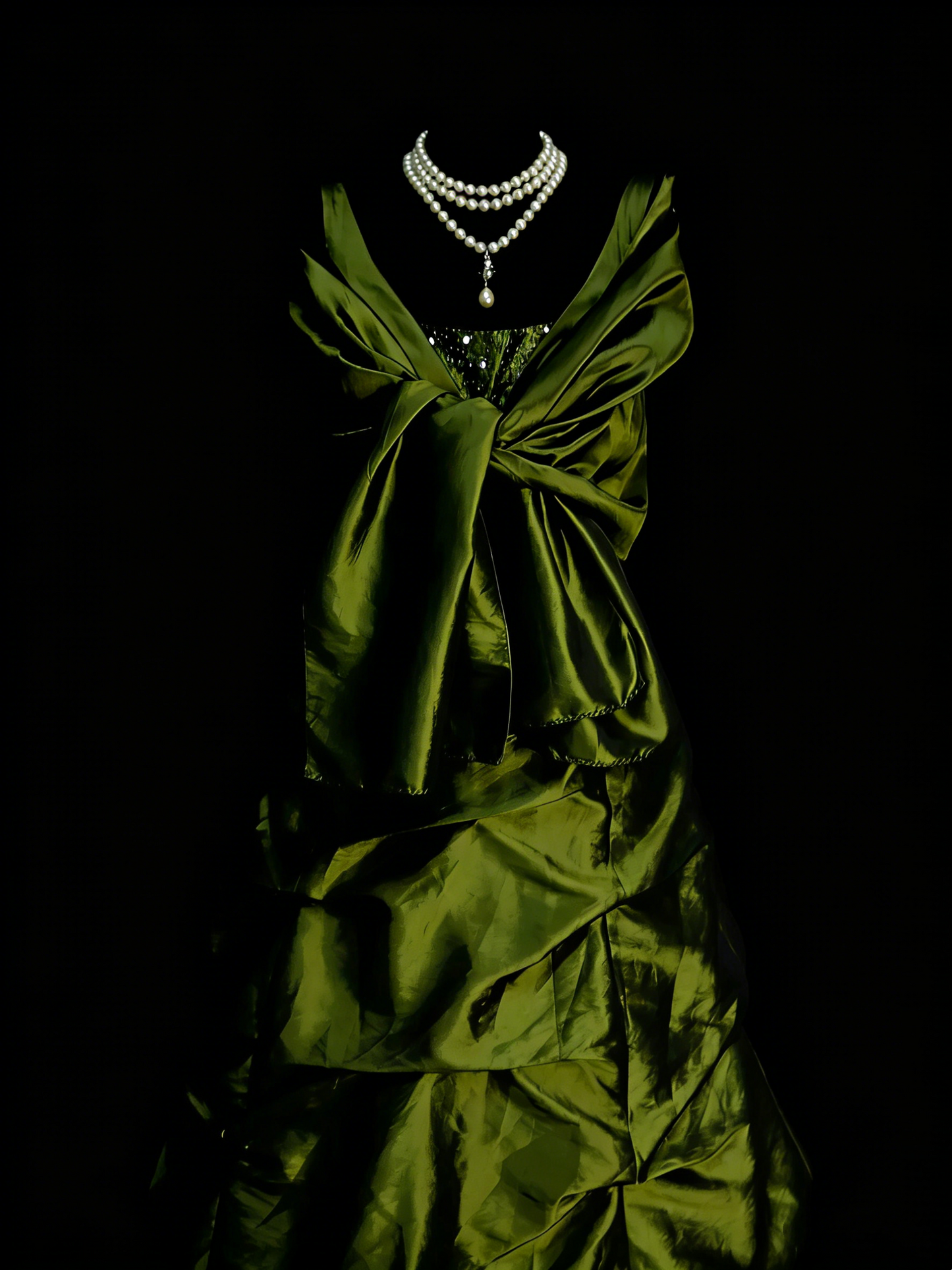 Vintage Prom Dresses Aesthetic 1960s Retro Ball Gown V Neck Olive Green Long Party Dress N2133