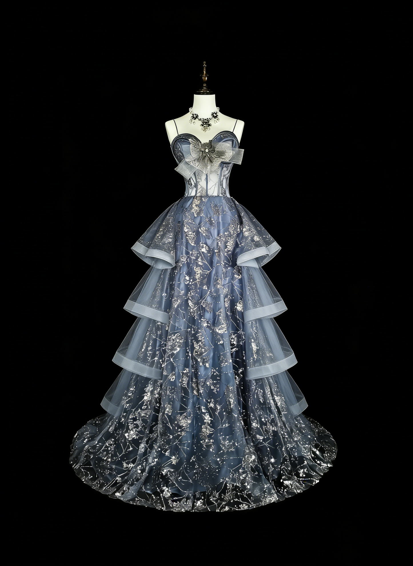 Vintage Prom Dresses Aesthetic Ball Gown Spaghetti Straps Gray Sequins Long Inspo Formal Party Gowns N1849
