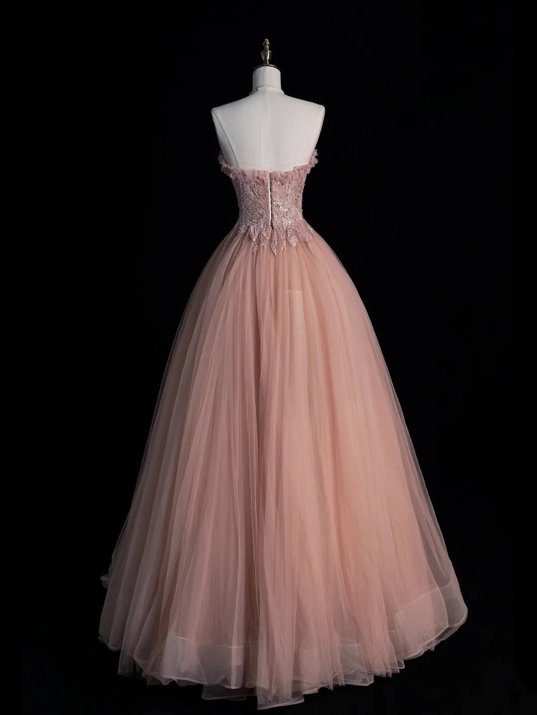 Beautiful Ball Gown Spaghetti Strap Pink Tulle Long Prom Dresses Inspiration Evening Gowns Formal Prom Dress N1214