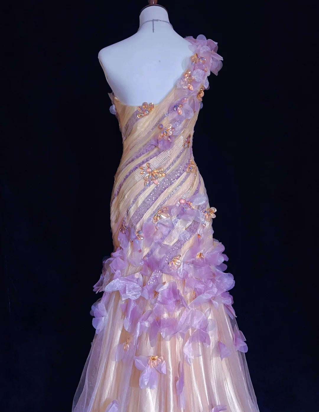 Dreamy 90s Prom Dresses Mermaid One Shoulder Lilac With 3D Flowers Formal Evening Outfits N3802