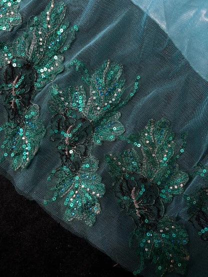 Vintage Prom Dresses Inspo Mermaid Straps Tulle Blue Long 1990s With Lace Appliqued Formal Gowns N3360