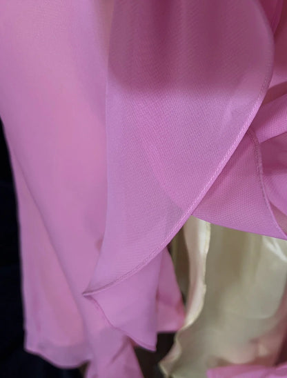 Modest Prom Dresses Inspo Mermaid V Neck Pink Chiffon With Ruffled Beading For Women Formal Dress N3231
