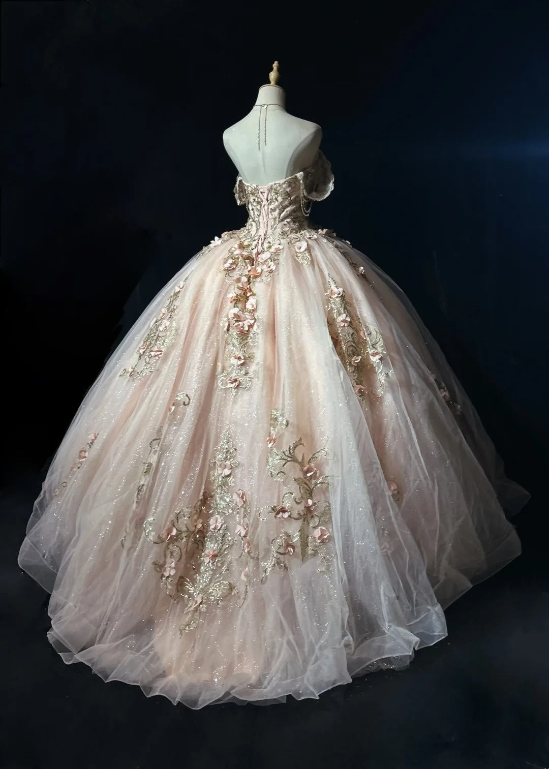Princess Lace Square Neck Blush Pink Sweet 16 Dress Ball Gown Sleeveless Sweet Sixteen Dress RC0078