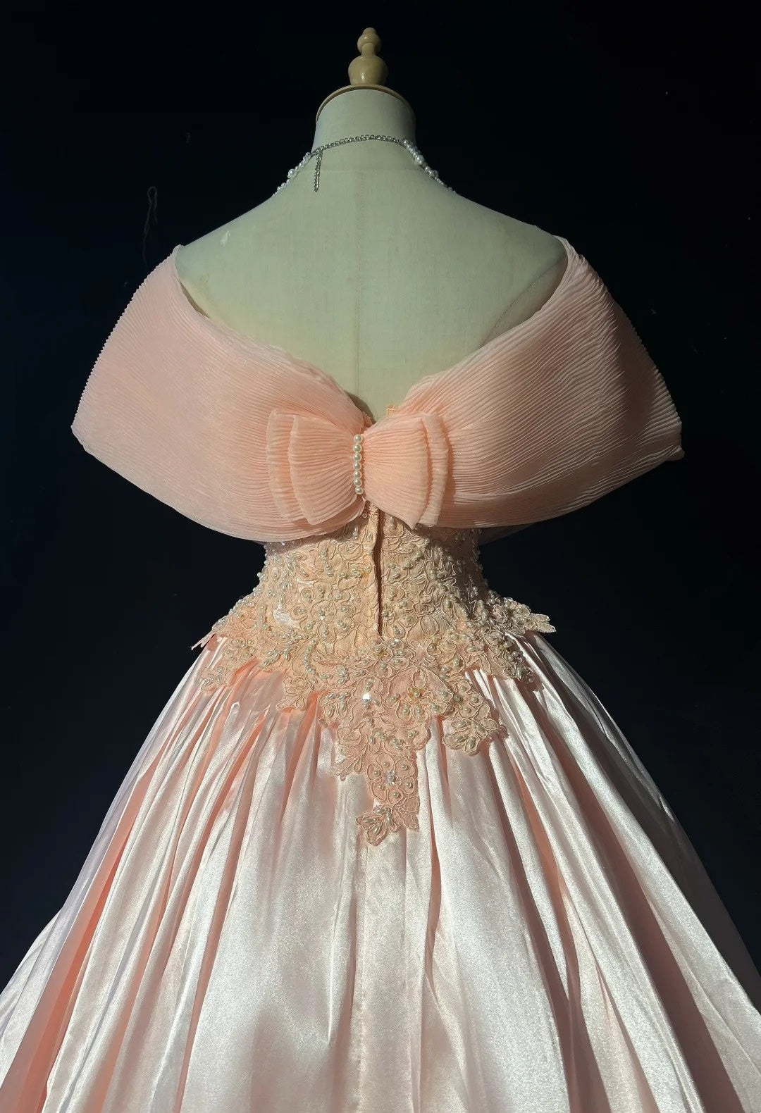 Strapless Pink Lace Appliques Ball Gown Quinceanera Dress, Sweet 15 Birthday Formal Dress RC0079