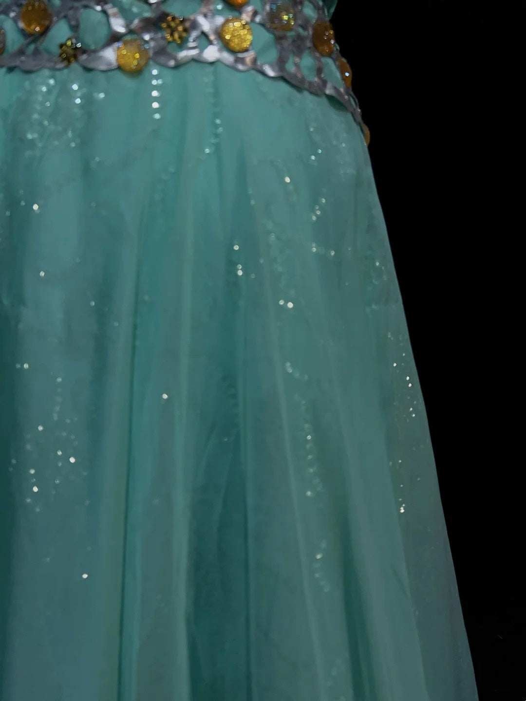 Vintage Prom Dresses A Line One Shoulder Mint Green 70s With Ruffles Chiffon Long Formal Party Dress N2525