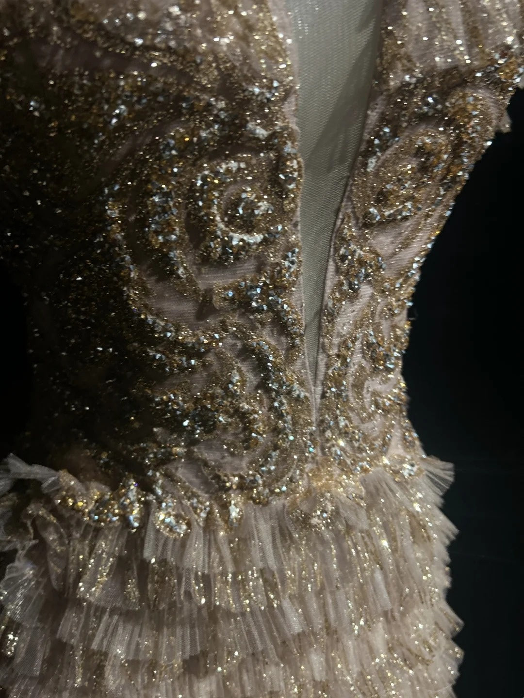 Vintage Prom Dresses A line Spaghetti Strap Gold Lace With Sleeves 80s Evening Formal Dress RB3268