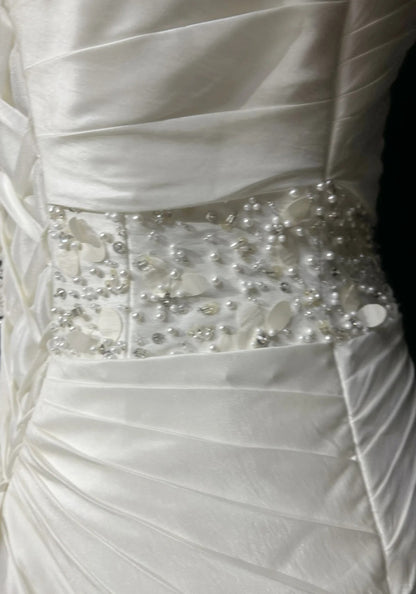 Princess Wedding Dress Ball Gown One Shoulder Satin Cream Ivory With Tiered Bridal Gown for Big Day RC0131