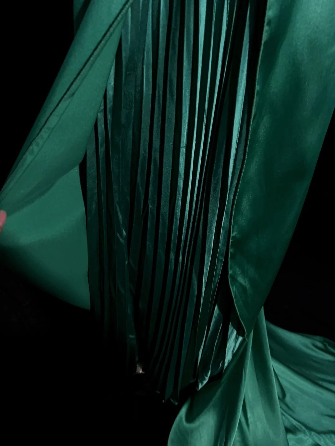 Vintage Prom Dresses 90s Mermaid High Neck Green Satin With Applique Slit Long Semi Formal Evening Outfits N3662