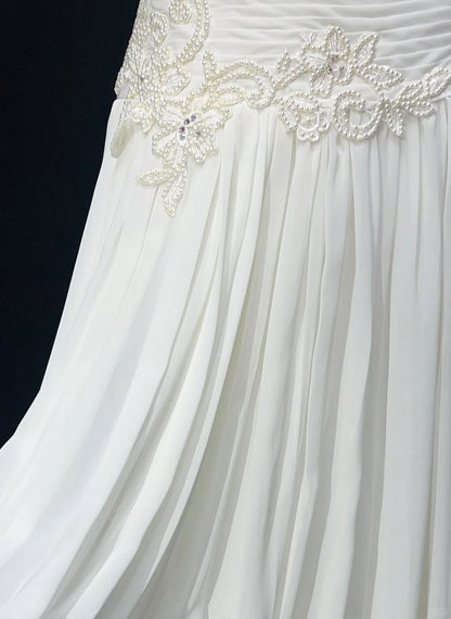 Timeless Wedding Dresses A Line Strapless White Chiffon With Appliqued Long Bridal Gown N3013