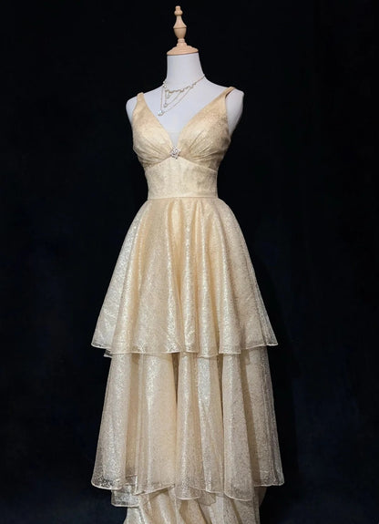 Vintage Prom Dresses Aesthetic 80s Retro Ball Gown Champagne Sequin Floor Length Evening Outfits N2326