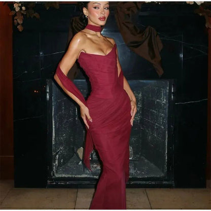 Elegant Sexy Mermaid Sweetheart Chiffon Prom Dresses Formal Summer Wedding Guest Outfit Birthday Outfits AB2307