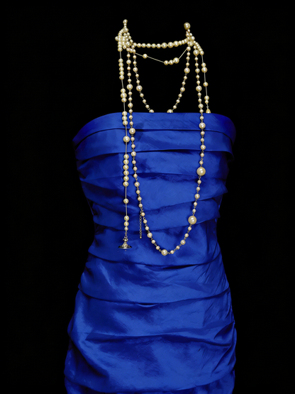 Modest Night Aesthetic Mermaid Strapless Royal Blue College Formal Outfit Long Prom Graduation Dresses For Teens N1157