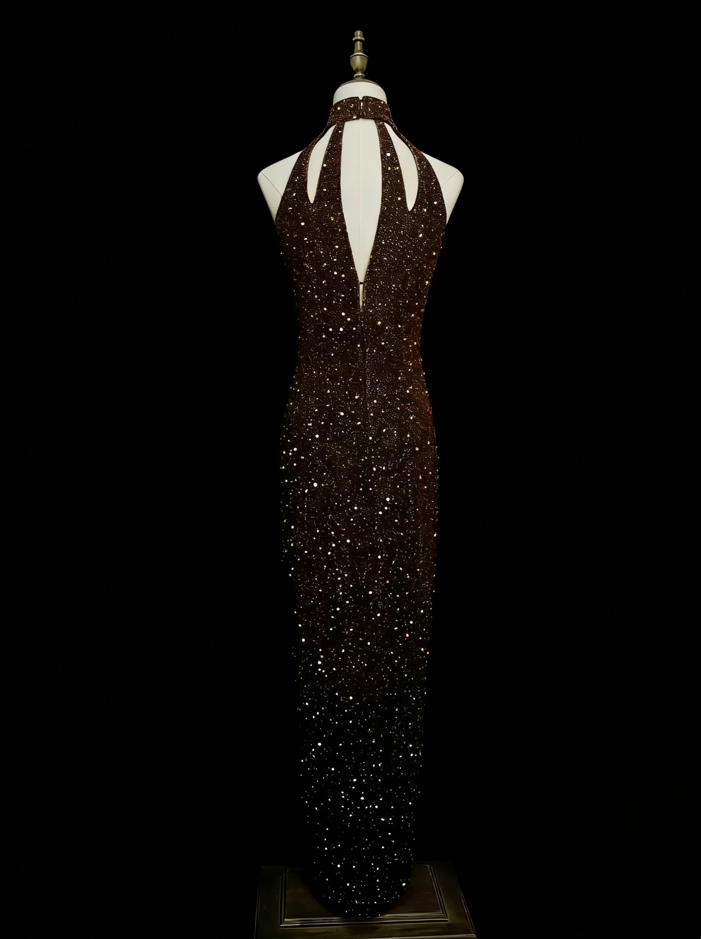 Vintage Sheath Halter Sequined Sleeveless 80s Prom Dresses Long Formal Party Gown N1453