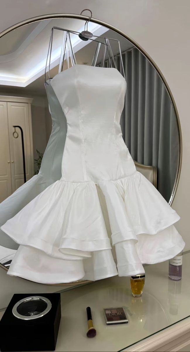 Cute Ball Gown Strapless Tight Bodycon White Short Mini Party Outfits Homecoming Dresses RB4236