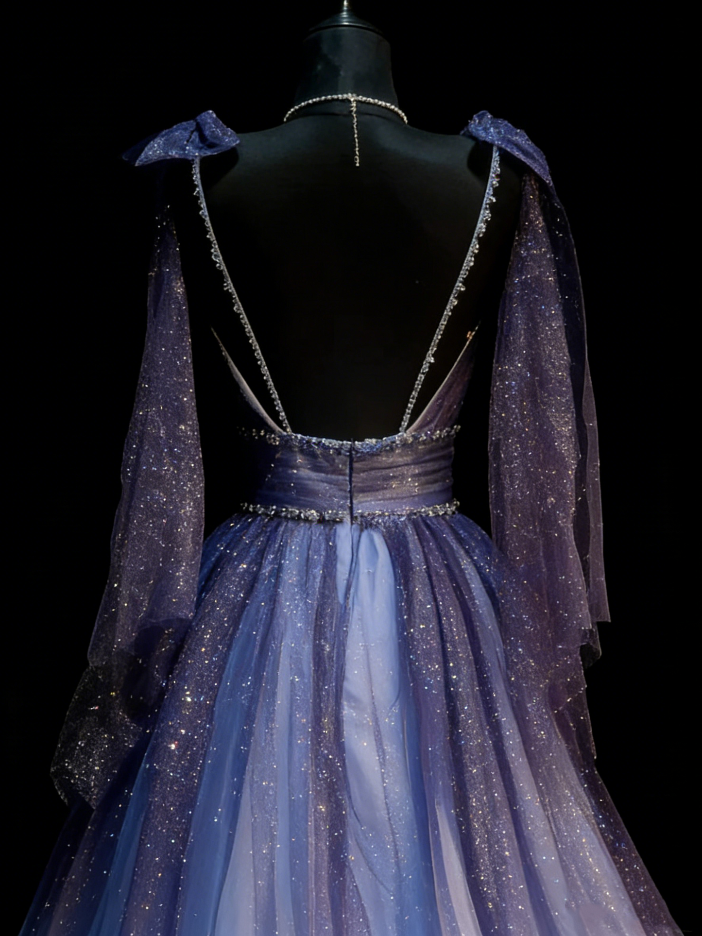 Vintage A Line Spaghetti Straps Grape Tulle With Beadings Floor Length Inspiration Long Prom Dresses N1203