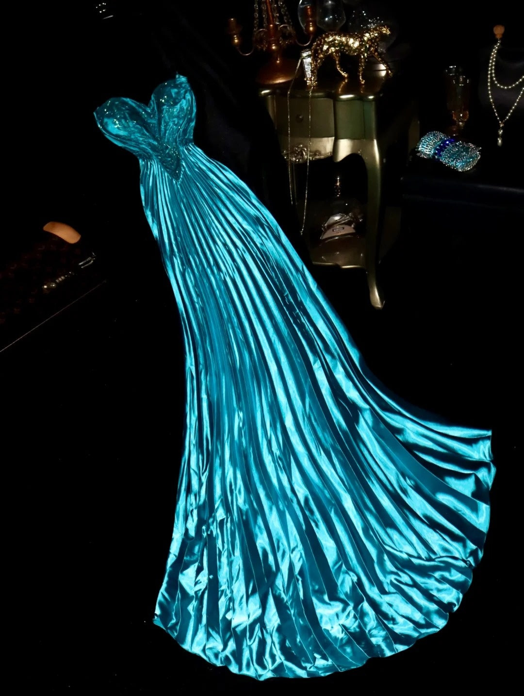 Romantic A line Sweetheart Blue With Beading High School Dances Prom Dresses 8th Grade Formal Outfits Evening Gown RB8452