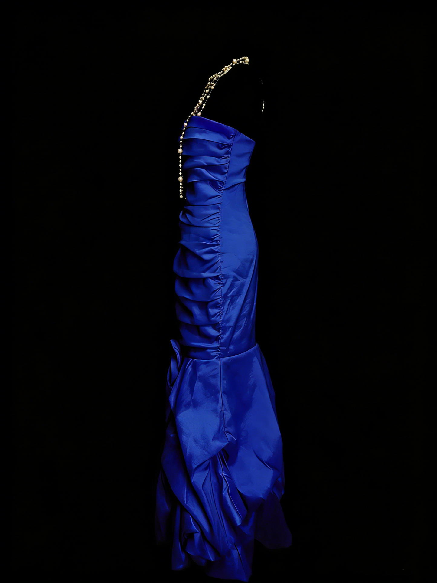 Modest Night Aesthetic Mermaid Strapless Royal Blue College Formal Outfit Long Prom Graduation Dresses For Teens N1157