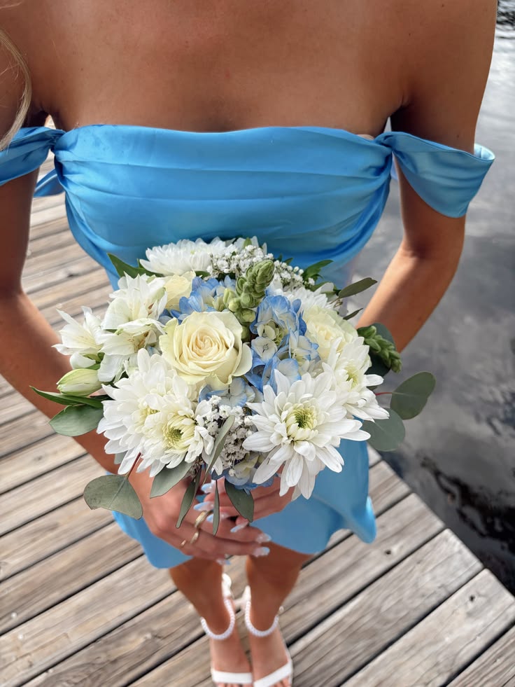 Cute Off The Shouder A Line Blue Short Satin Homecoming Dresses Cocktail Dress With Sleeves RB8363