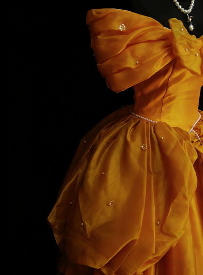 Cute Ball Gown Off The Shoulder Yellow Organza Sweet 16 Dresses Quinceanera Dress N2143