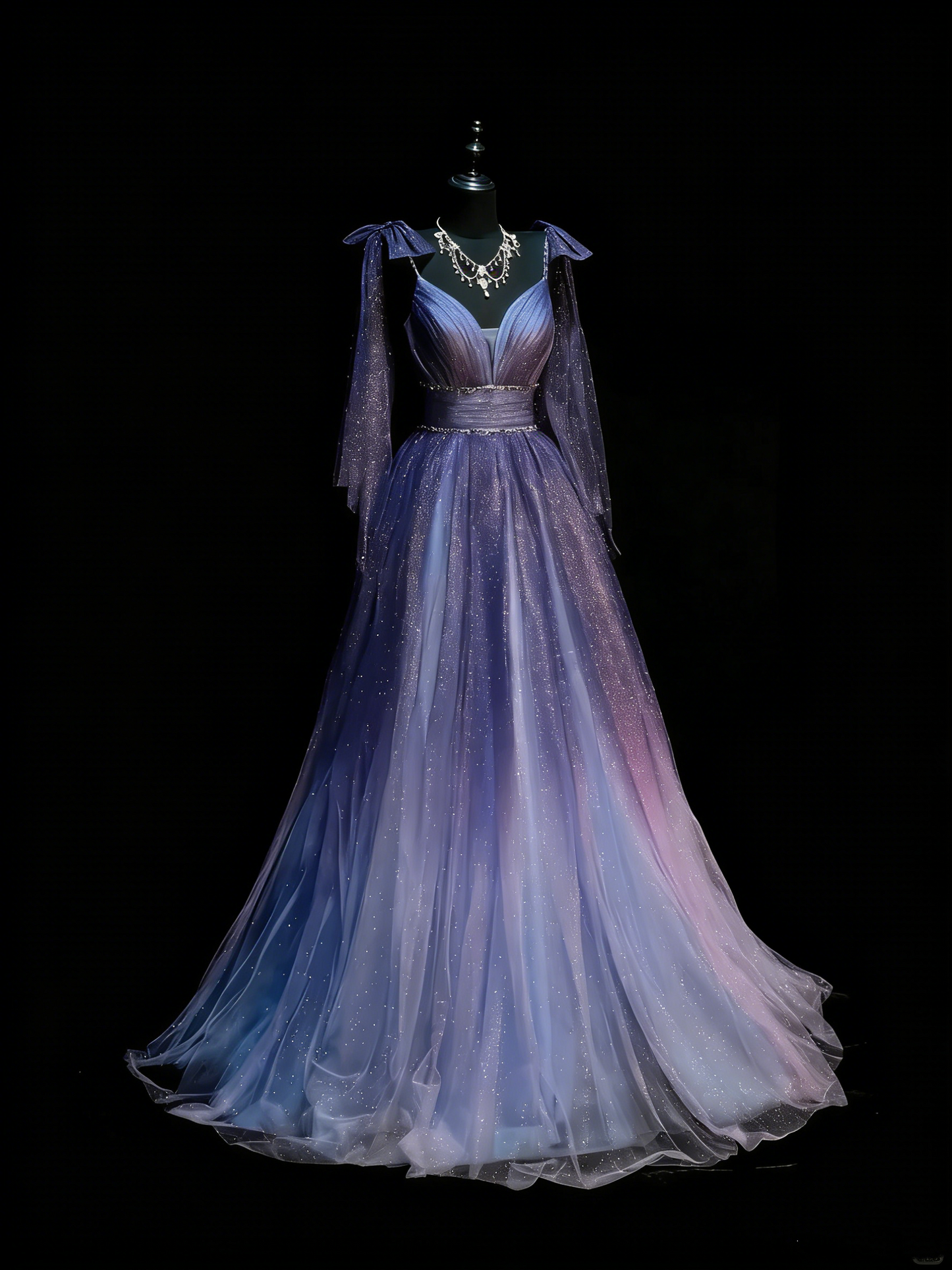 Vintage A Line Spaghetti Straps Grape Tulle With Beadings Floor Length Inspiration Long Prom Dresses N1203