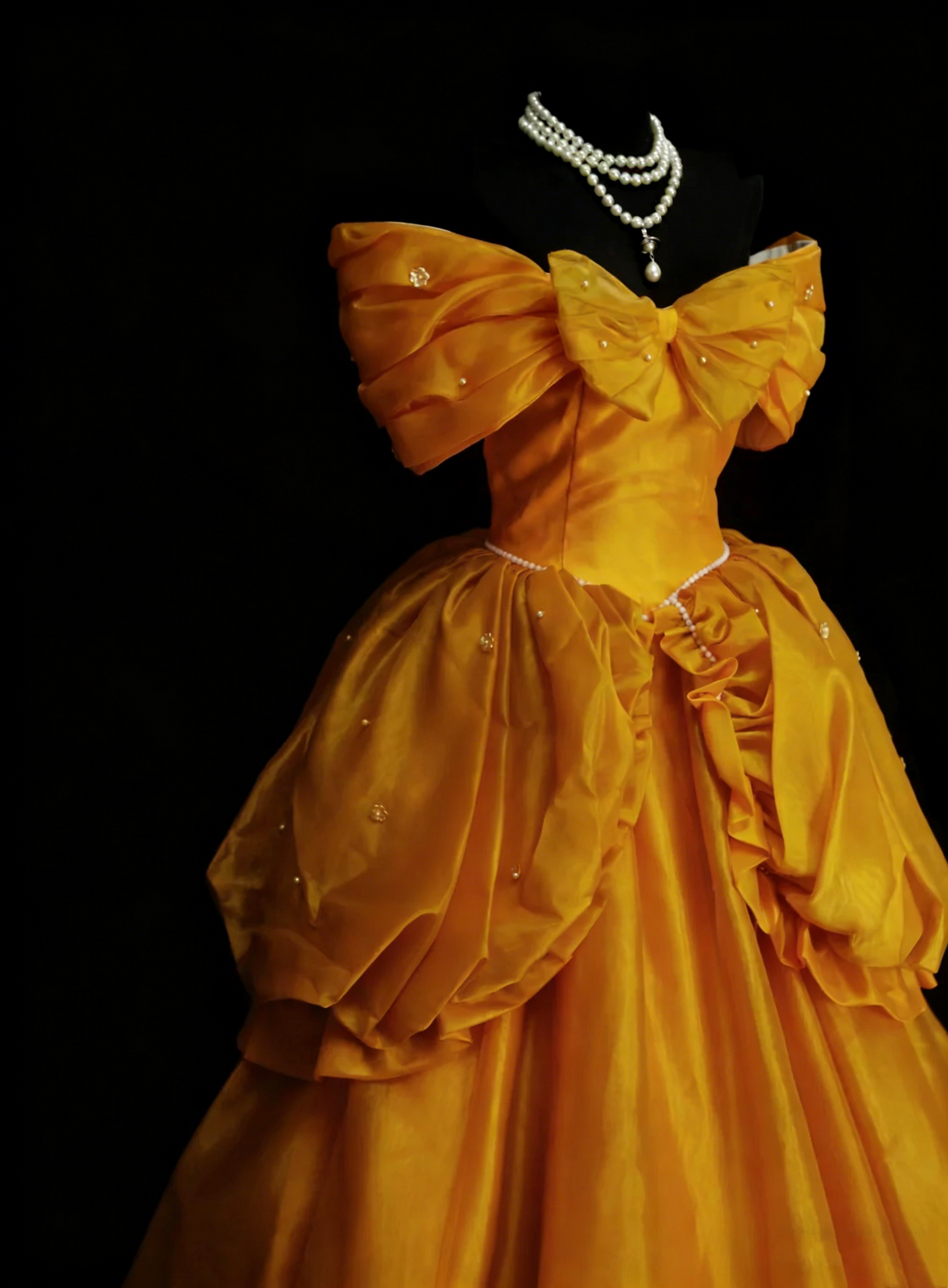 Cute Ball Gown Off The Shoulder Yellow Organza Sweet 16 Dresses Quinceanera Dress N2143