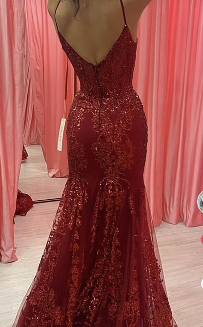 Sparkly Mermaid Spaghetti Straps Hot Pink Sequined For Women Party Dresses Long Formal Prom Dress 22th Birthday Gown AB1379