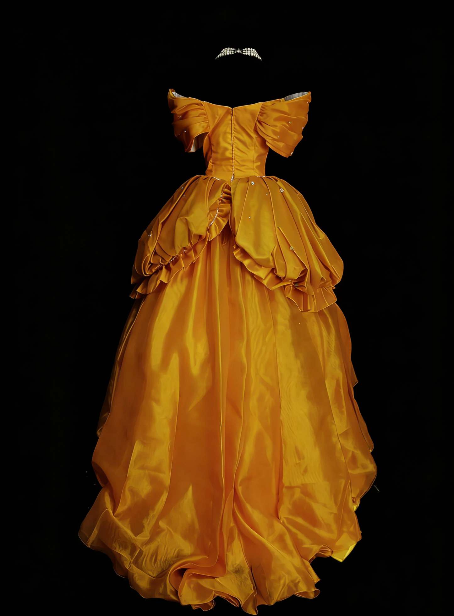Cute Ball Gown Off The Shoulder Yellow Organza Sweet 16 Dresses Quinceanera Dress N2143