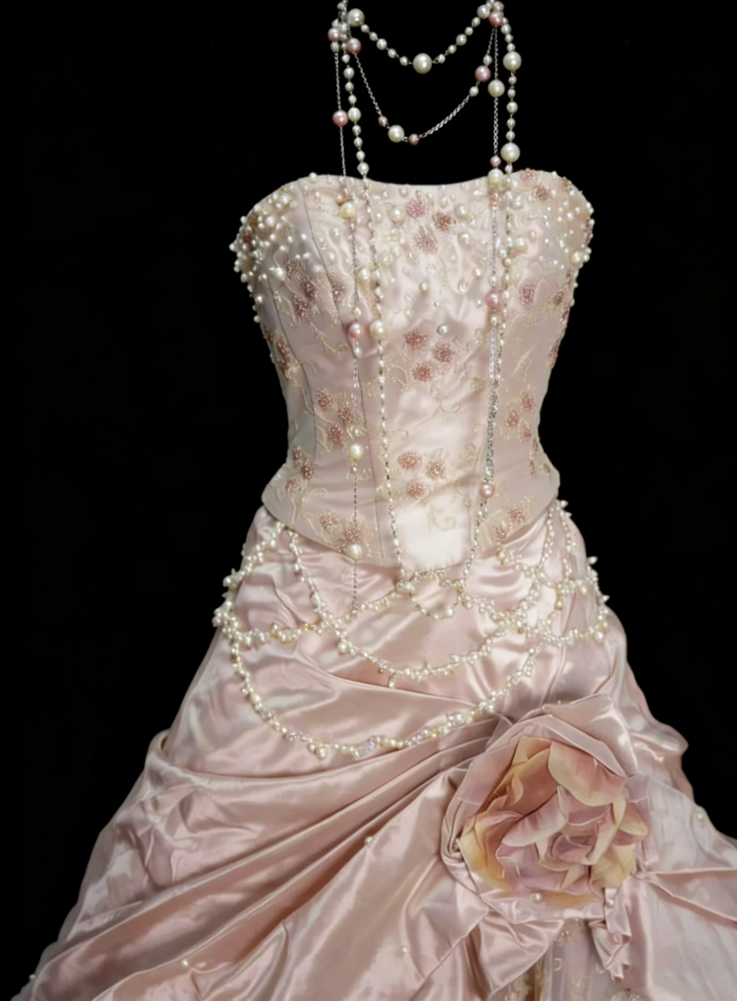 Sweet Ball Gown Strapless Pink With Tiered Layers Ruffles Long Party Gowns Prom Dresses N2229