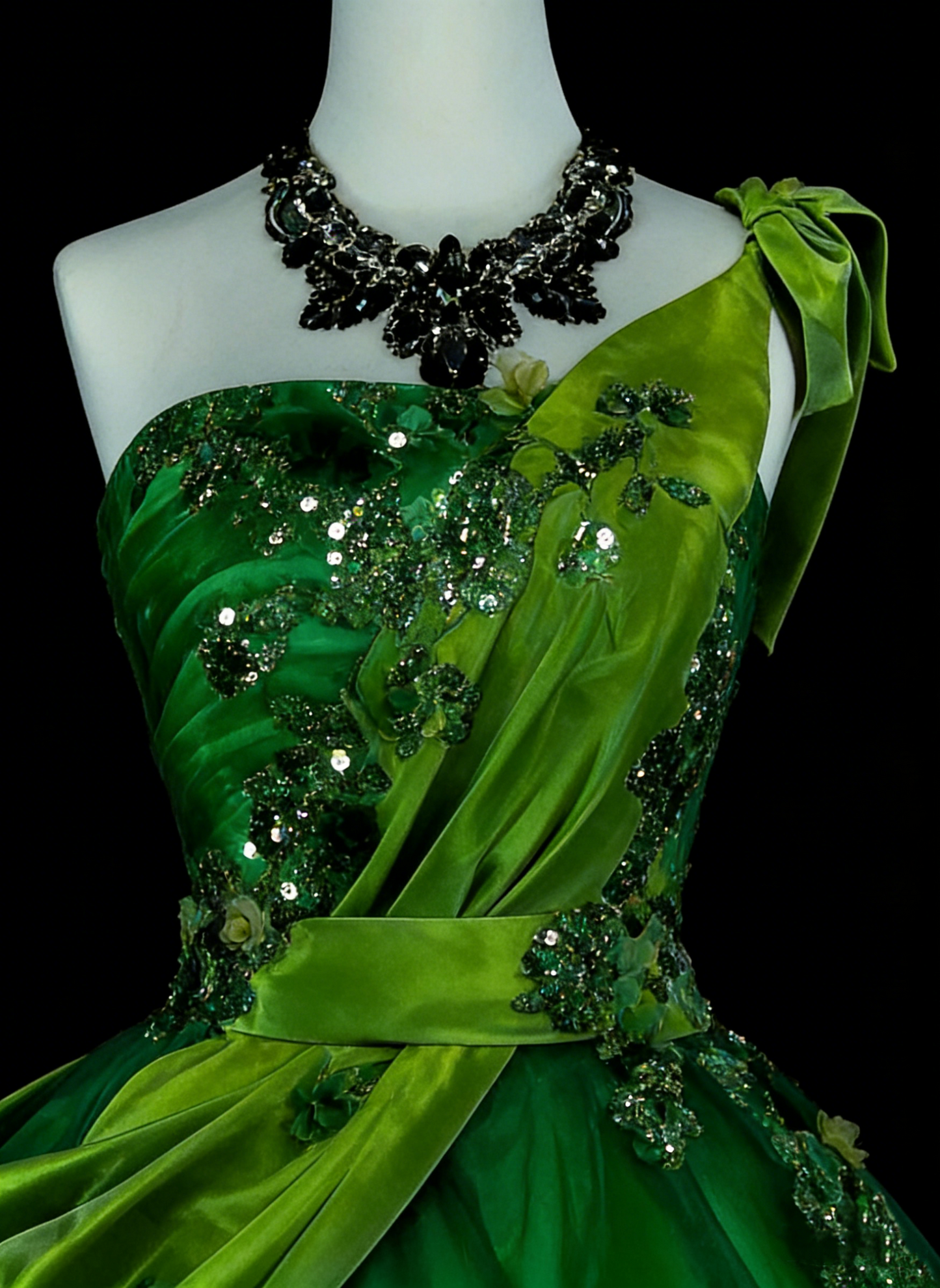 Vintage Ball Gown One Shoulder Green Tulle With Ruffles Sweet 16 Dresses Quinceanera Dress Long 15 Vestidos De Fiesta N1463