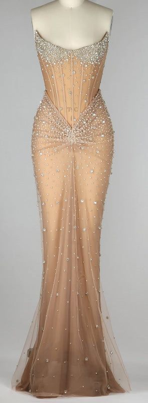 Luxurious Mermaid Crystal Beaded Embroidered Corset Prom Dress 20th Birthday Outfits N876