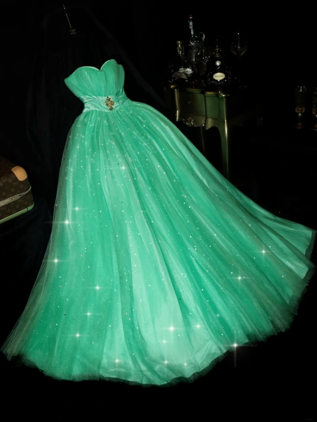 Glamorous Ball Gown Sweetheart Green Tulle School Dances Prom Dresses 8th Grade Formal Outfits Evening Dress RB8402
