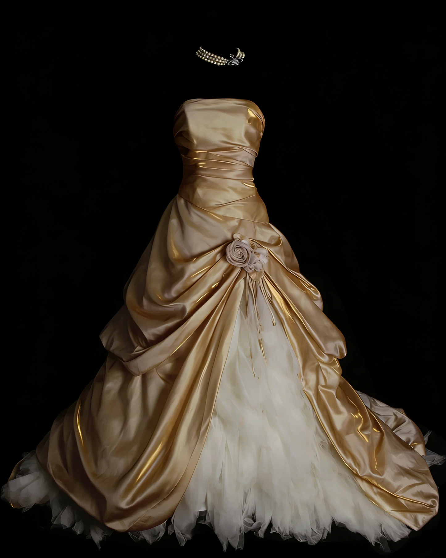 Vintage Ball Gown Strapless Gold Sweet 16 Dresses Quinceanera Dress With 3D Flowers Long 15 Vestidos De Fiesta N1316