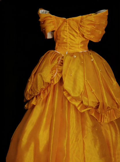 Cute Ball Gown Off The Shoulder Yellow Organza Sweet 16 Dresses Quinceanera Dress N2143