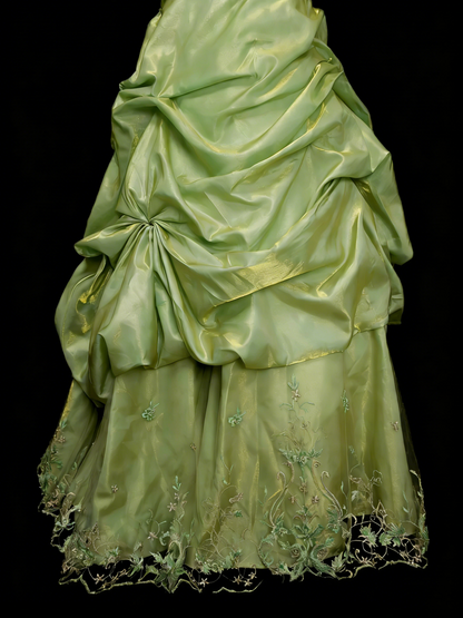 Vintage Night Aesthetic Ball Gown Strapless Sage Green 90s 80s College Formal Outfit Long Prom Graduation Dresses For Teens N1159