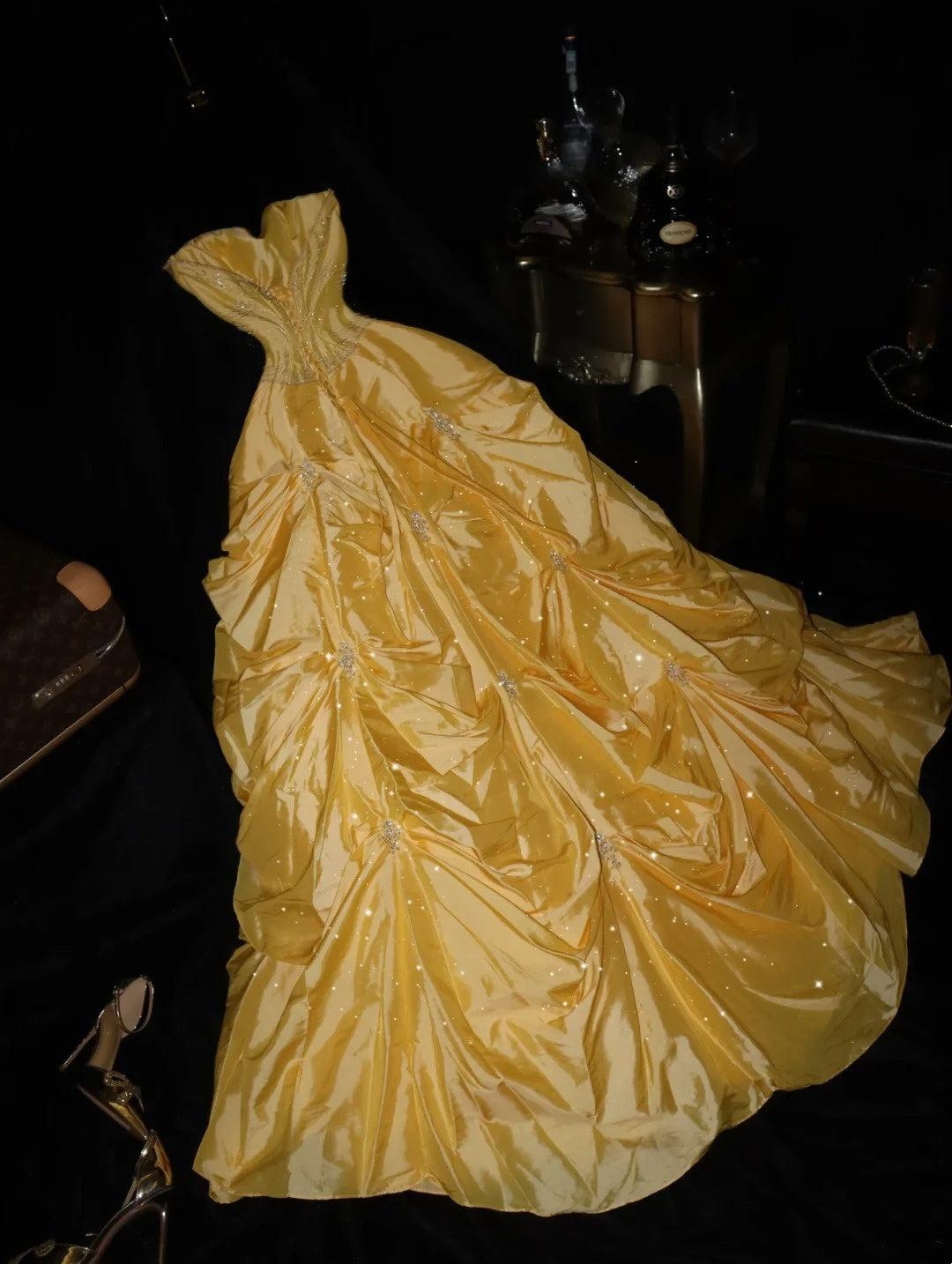 Glamorous Ball Gown Sweetheart Yellow Taffeta High School Dances Prom Dresses 8th Grade Formal Outfits Evening Dress RB8455