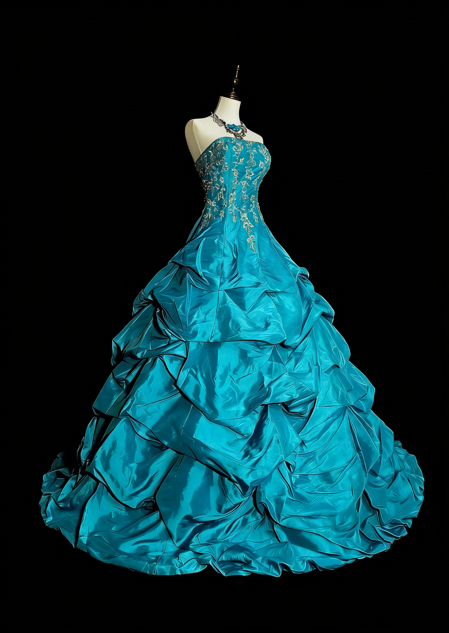 Vintage Ball Gown Strapless Blue Organza With Ruffles Sweet 16 Dresses Quinceanera Dress Long 15 Vestidos De Fiesta N1461