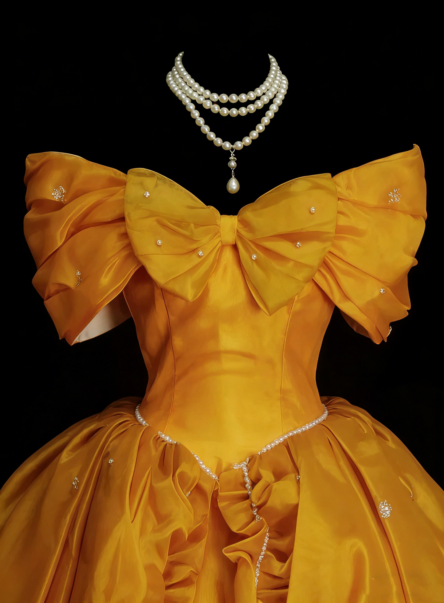 Cute Ball Gown Off The Shoulder Yellow Organza Sweet 16 Dresses Quinceanera Dress N2143