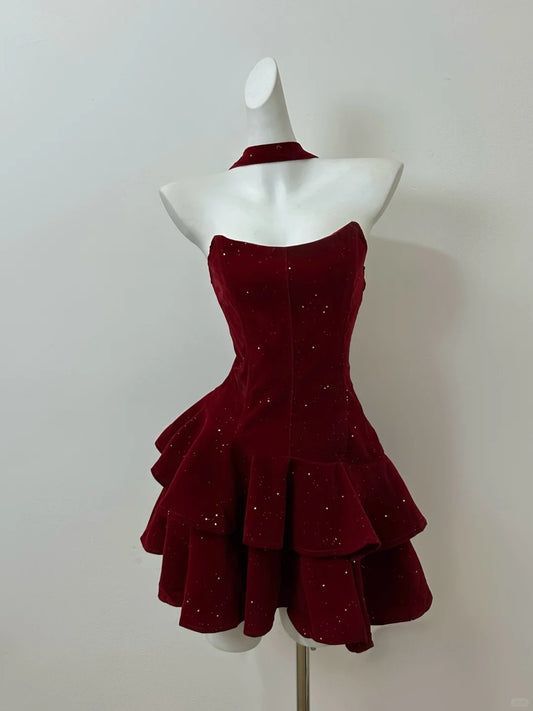 Elegant Party Dress Ideas for Women A line Strapless Burgundy Homecoming Dresses Inspo Hoco Outfits RB8755