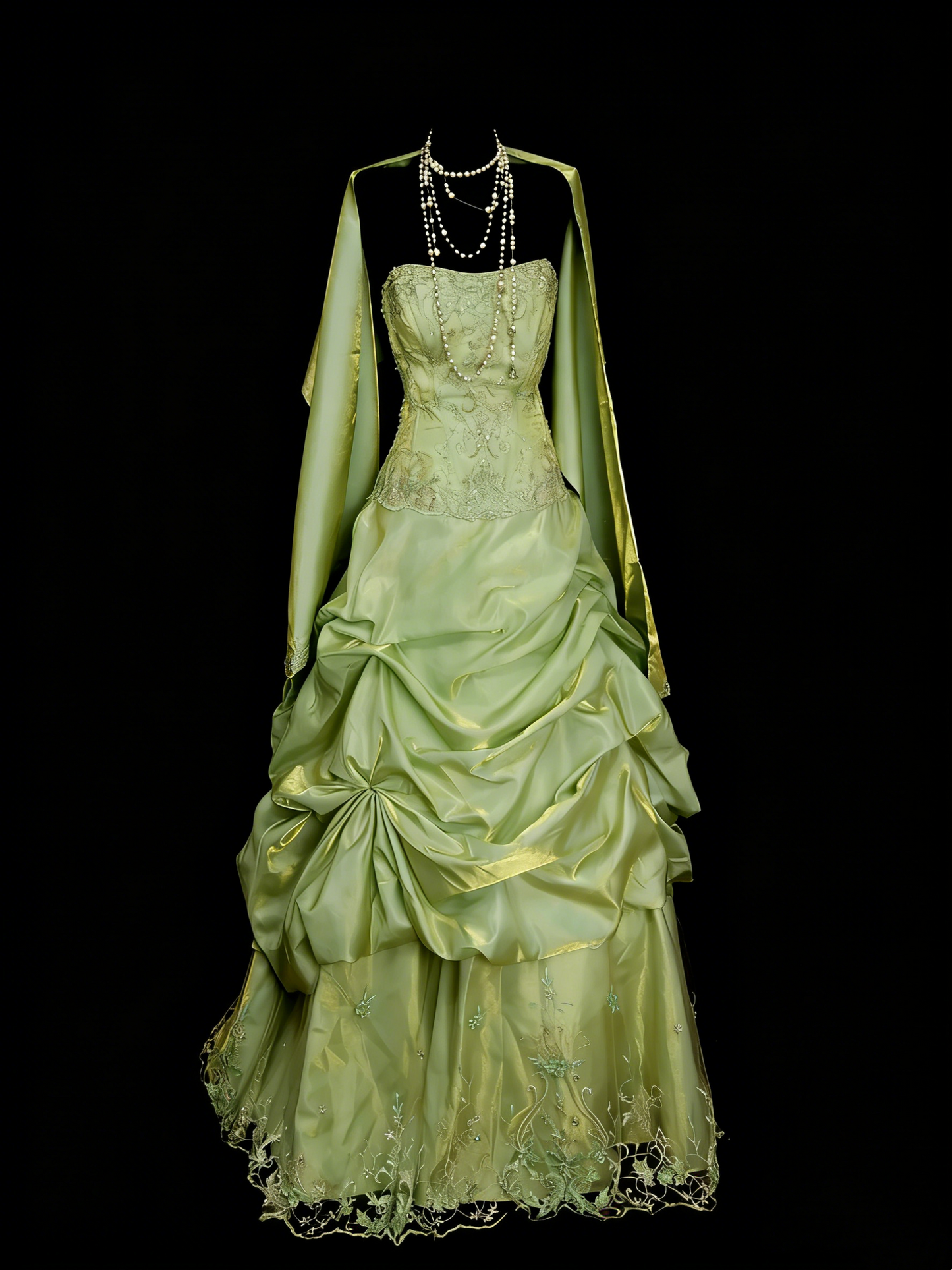 Vintage Night Aesthetic Ball Gown Strapless Sage Green 90s 80s College Formal Outfit Long Prom Graduation Dresses For Teens N1159