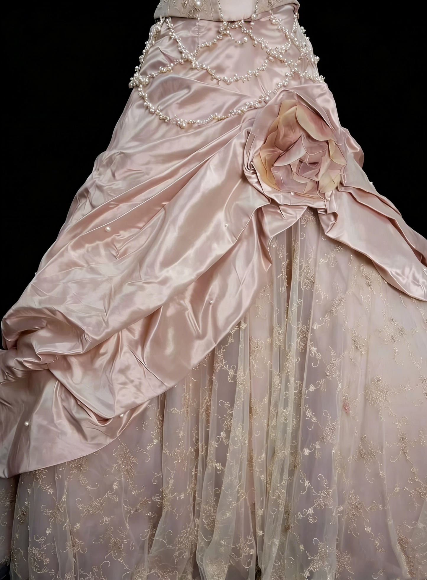 Sweet Ball Gown Strapless Pink With Tiered Layers Ruffles Long Party Gowns Prom Dresses N2229