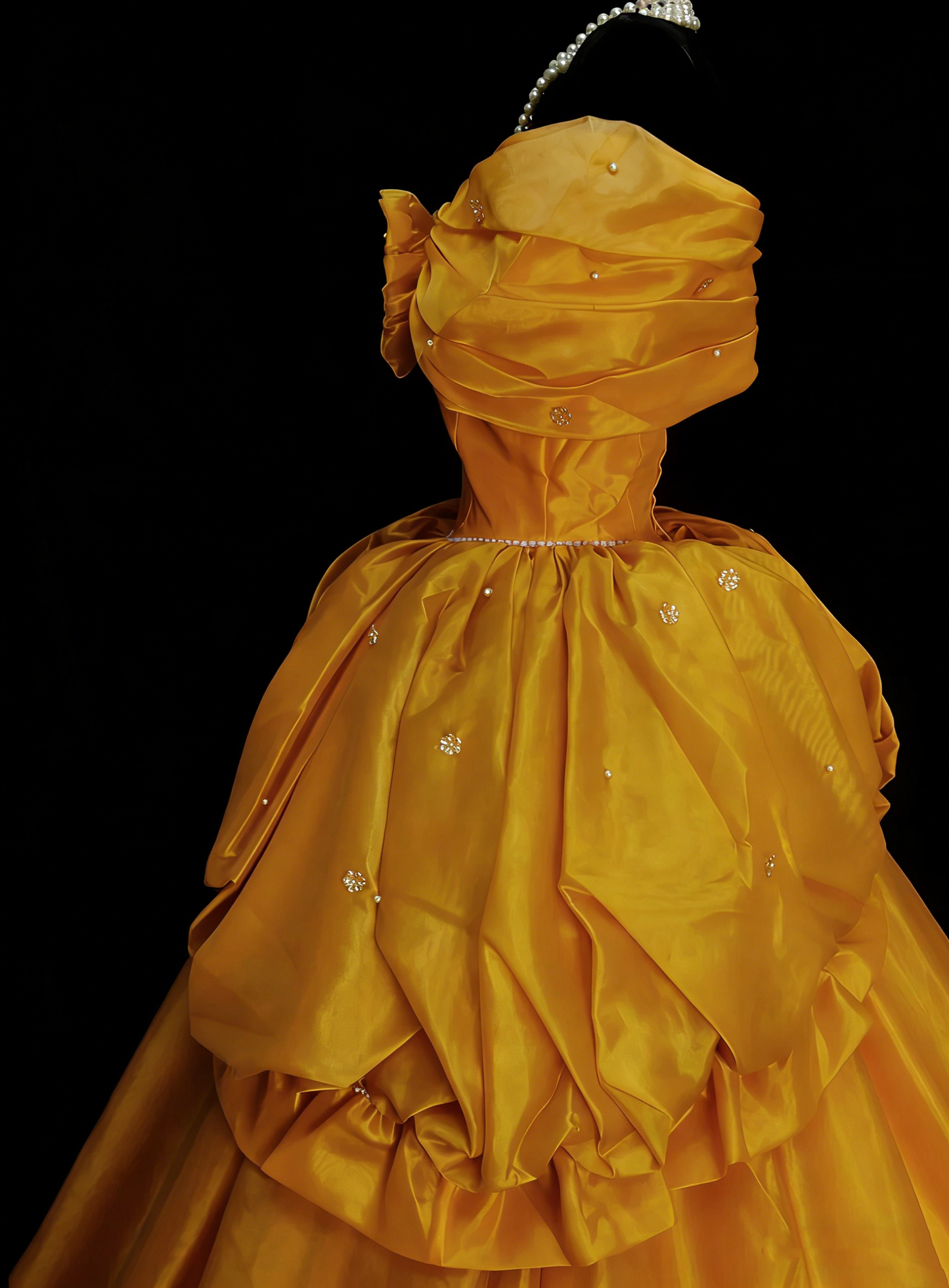 Cute Ball Gown Off The Shoulder Yellow Organza Sweet 16 Dresses Quinceanera Dress N2143